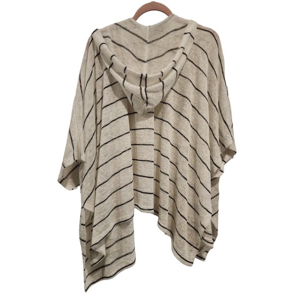 White with black stripes cardigan with hood - Picture 3 of 3